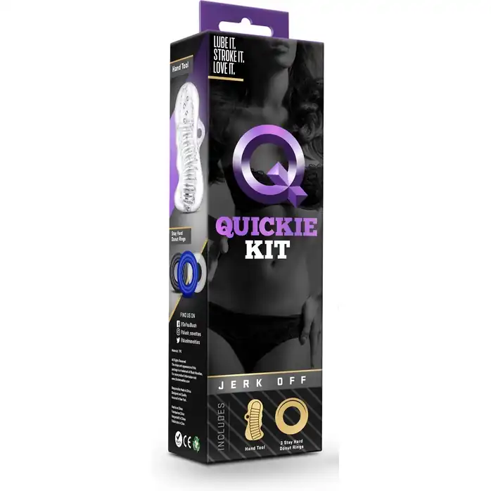Набор для мужчин Jerk Off: мастурбатор и 3 эрекционных кольца - Quickie Kits. Фотография 3.