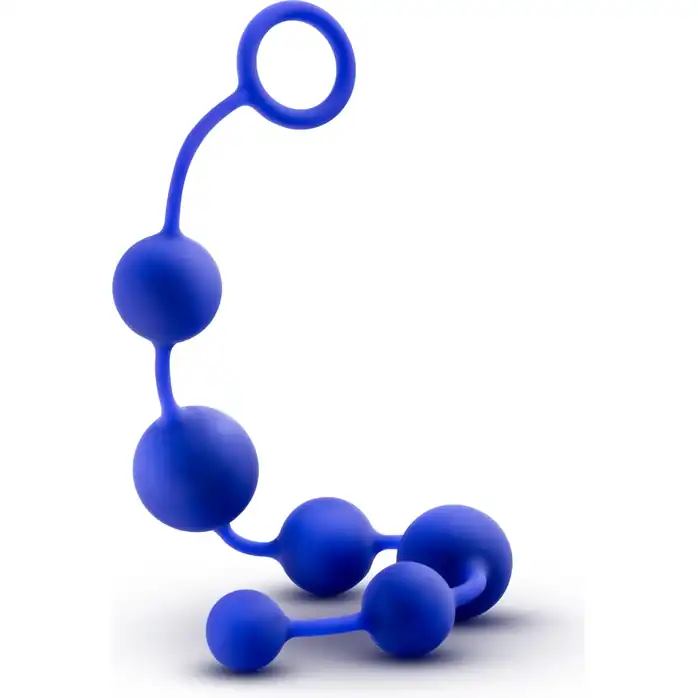 Синяя анальная цепочка 16 Inch Silicone Anal Beads - 40,6 см - Performance. Фотография 2.