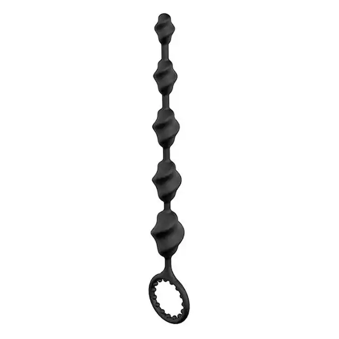 Черная анальная цепочка TWISTED BEADS - 23 см - Bootyful