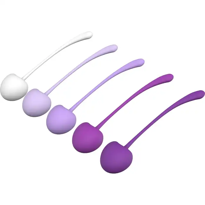 Набор из 5 фиолетово-белых шариков CHERRY KEGEL EXERCISERS - Pleasure Balls   Eggs. Фотография 5.