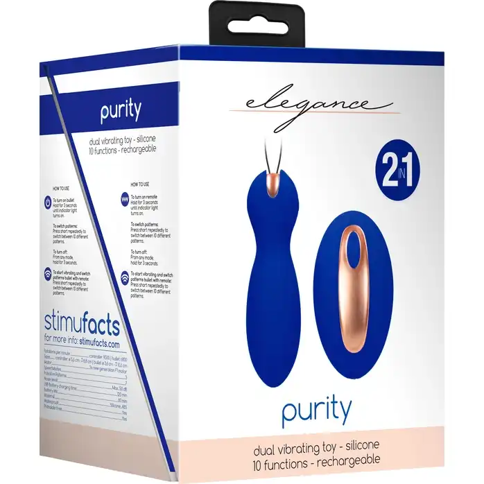 Синие вагинальные шарики Purity с пультом ДУ - Elegance. Фотография 10.