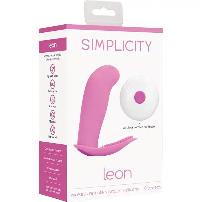 Розовый вибростимулятор Leon с пультом ДУ - 10,3 см - Simplicity. Фотография 4.
