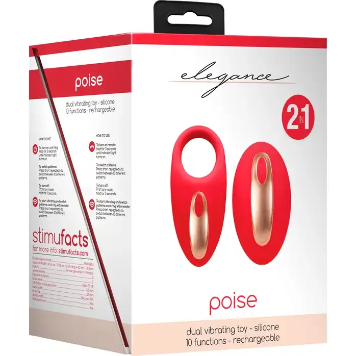Красное эрекционное виброкольцо Poise с пультом - Loveline. Фотография 14.