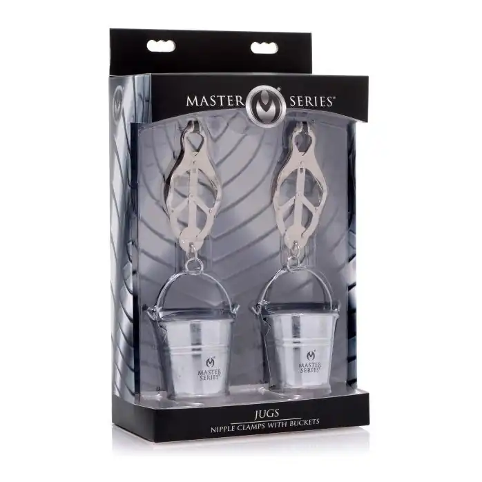 Зажимы на соски с ведрами под грузы Jugs Nipple Clamps with Buckets - Master Series. Фотография 4.