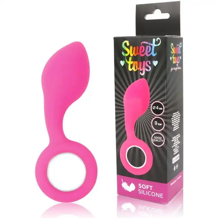 Каплевидная анальная втулка с круглым ограничителем розового цвета - SWEET TOYS