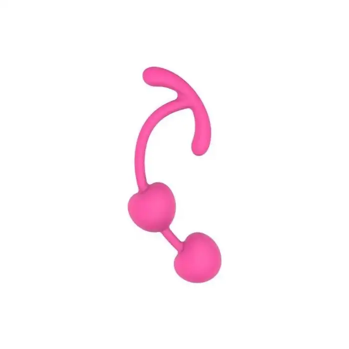Розовые силиконовые вагинальные шарики с ограничителем - SWEET TOYS