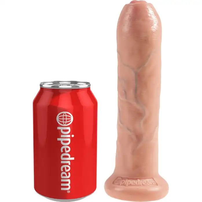Телесный необрезанный фаллоимитатор на присоске 7 Uncut Cock - 19,1 см. - King Cock. Фотография 3.