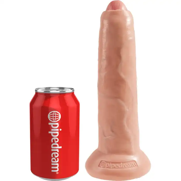 Телесный необрезанный фаллоимитатор на присоске 9 Uncut Cock - 25,4 см - King Cock. Фотография 3.