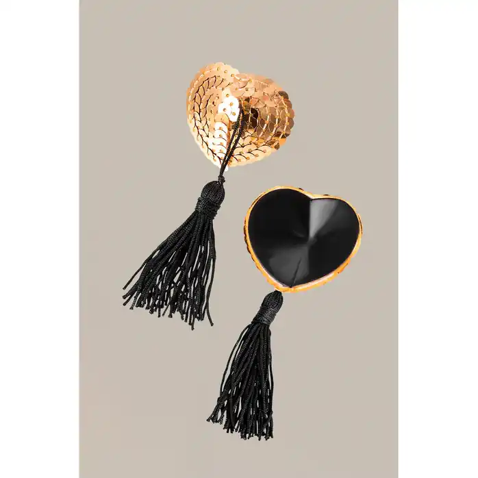 Золотистые пэстис Hearts With Tassels в форме сердец с кисточками - WANAME APPAREL. Фотография 2.
