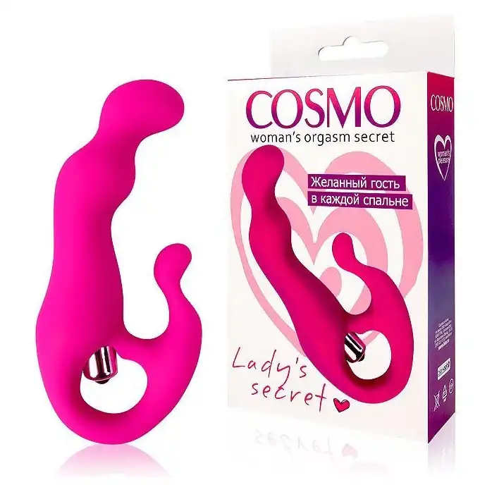 Розовый вибромассажер с отростком Cosmo - 12 см - COSMO. Фотография 2.