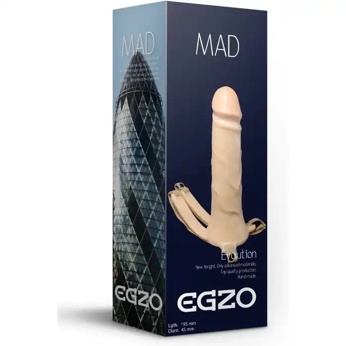 Полый поясной фаллоимитатор MAD - 18,5 см