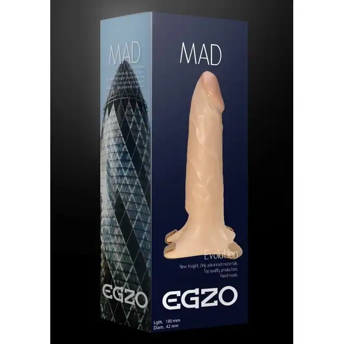 Поясной фаллоимитатор с эластичными ремешками MAD - 18 см