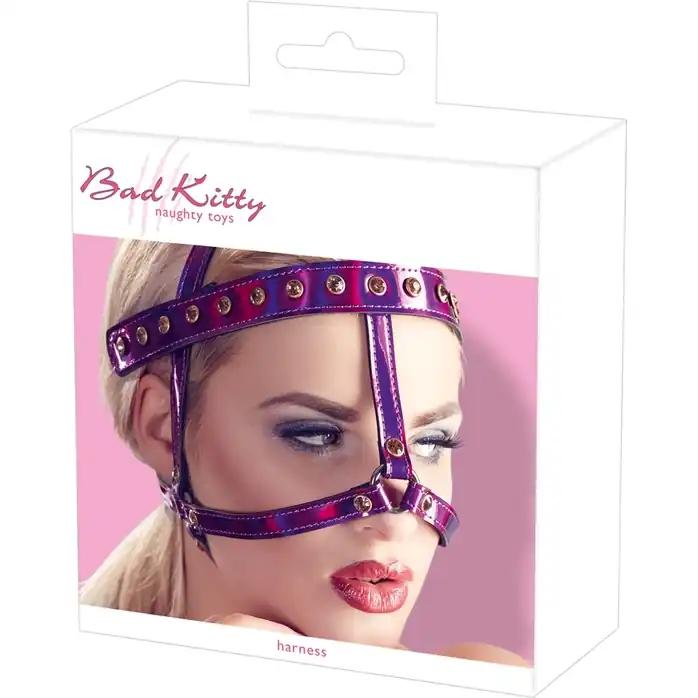 Ярко-розовый шлем харнесс Head Harness - Bad Kitty. Фотография 4.