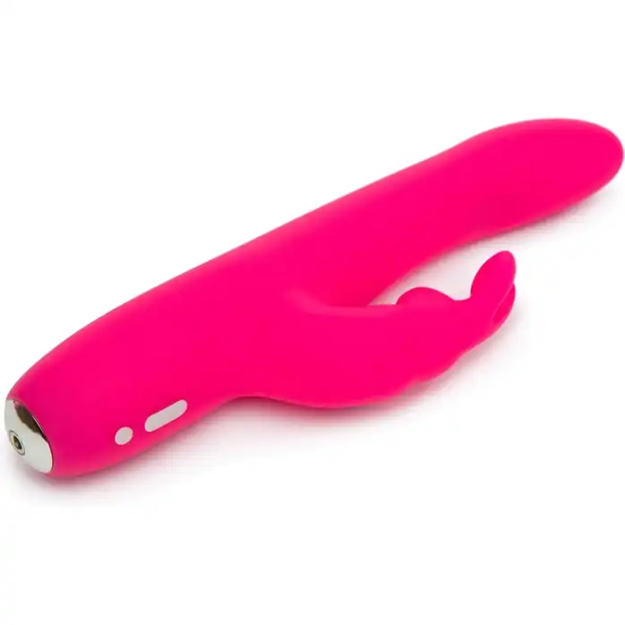 Розовый перезаряжаемый вибратор Rabbit Slimline Curve Rechargeable - 24 см. Фотография 3.