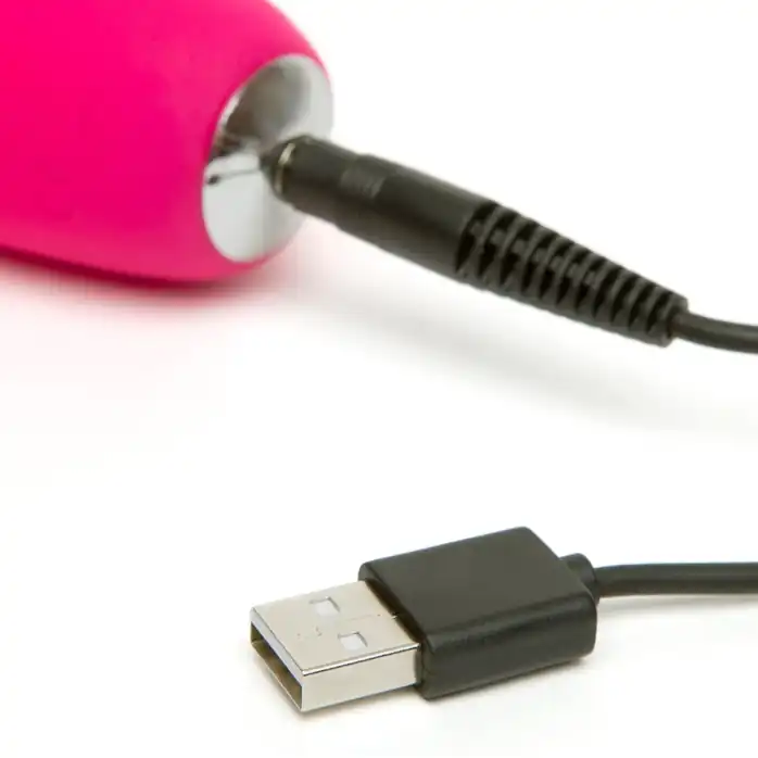 Розовый перезаряжаемый вибратор Rabbit Slimline Curve Rechargeable - 24 см. Фотография 4.