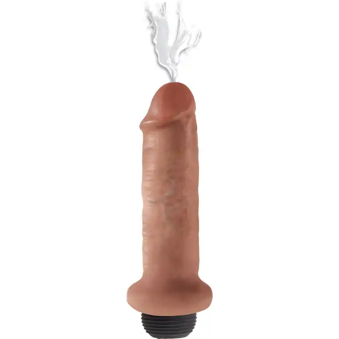 Кофейный фаллоимитатор с имитацией семяизвержения 6 Squirting Cock - 17,8 см - King Cock