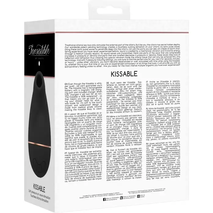 Черный клиторальный вакуум-волновой массажер Irresistible Kissable. Фотография 7.