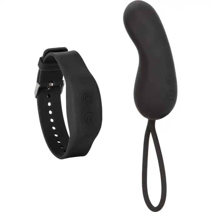 Черное виброяйцо с браслетом-пультом Wristband Remote Curve
