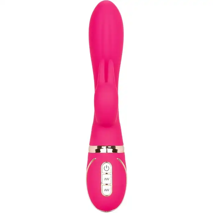 Розовый силиконовый вибратор с клиторальным отростком Signature Silicone Ultra-Soft Rabbit - 22,75 см - Jack Rabbits. Фотография 2.