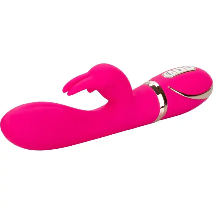 Розовый силиконовый вибратор с клиторальным отростком Signature Silicone Ultra-Soft Rabbit - 22,75 см - Jack Rabbits. Фотография 4.