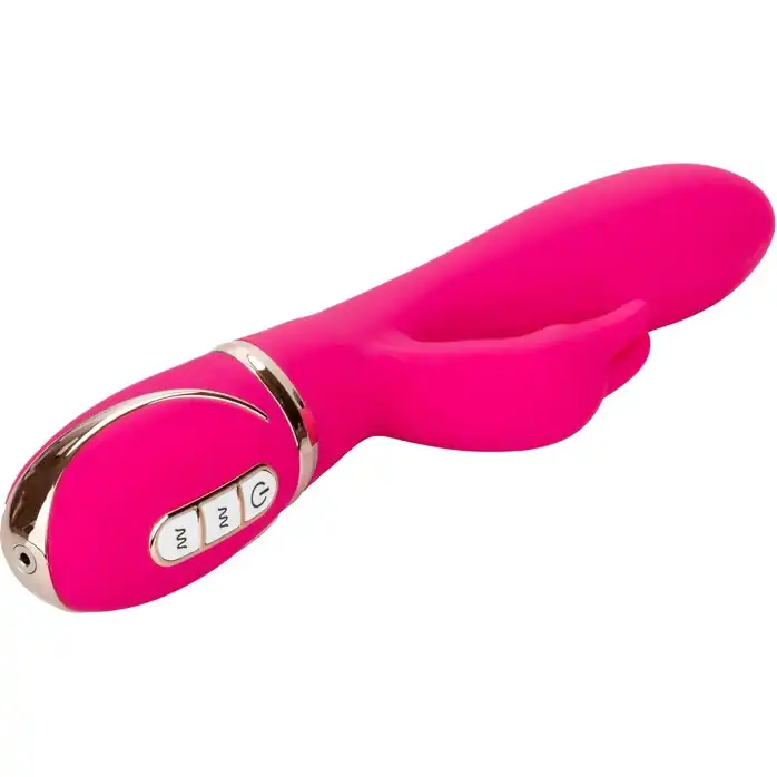 Розовый силиконовый вибратор с клиторальным отростком Signature Silicone Ultra-Soft Rabbit - 22,75 см - Jack Rabbits. Фотография 5.