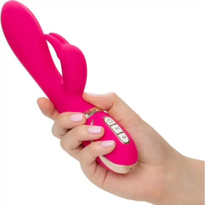 Розовый силиконовый вибратор с клиторальным отростком Signature Silicone Ultra-Soft Rabbit - 22,75 см - Jack Rabbits. Фотография 6.