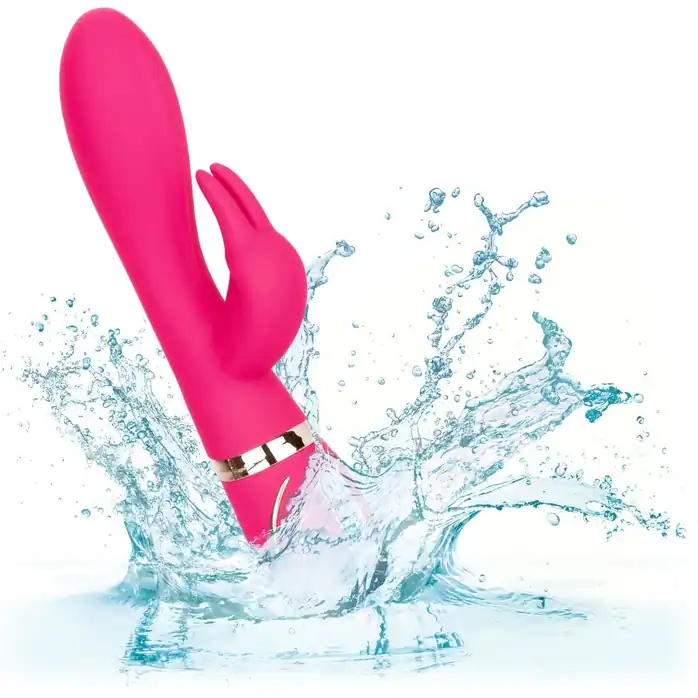 Розовый силиконовый вибратор с клиторальным отростком Signature Silicone Ultra-Soft Rabbit - 22,75 см - Jack Rabbits. Фотография 7.