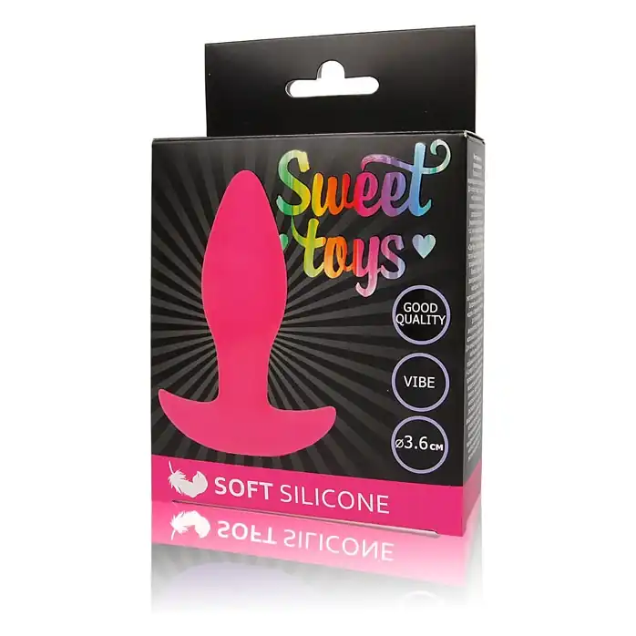 Розовая коническая анальная вибровтулка с ограничителем - 8,5 см - SWEET TOYS. Фотография 3.
