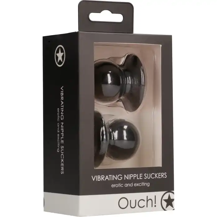 Черные накладки-присоски на соски с вибрацией Vibrating Nipple Suckers - Ouch!. Фотография 3.