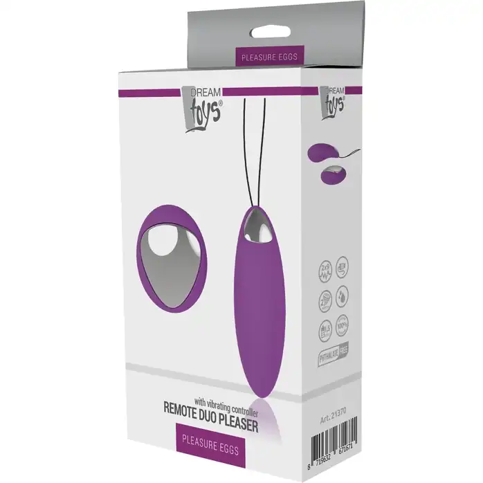 Фиолетовое перезаряжаемое виброяйцо Remote Duo Pleasure - Pleasure Balls   Eggs. Фотография 5.