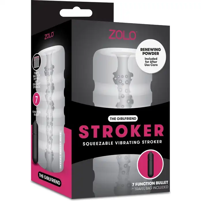 Прозрачный мастурбатор с вибрацией Zolo Girlfriend Squeezable Vibrating Stroker