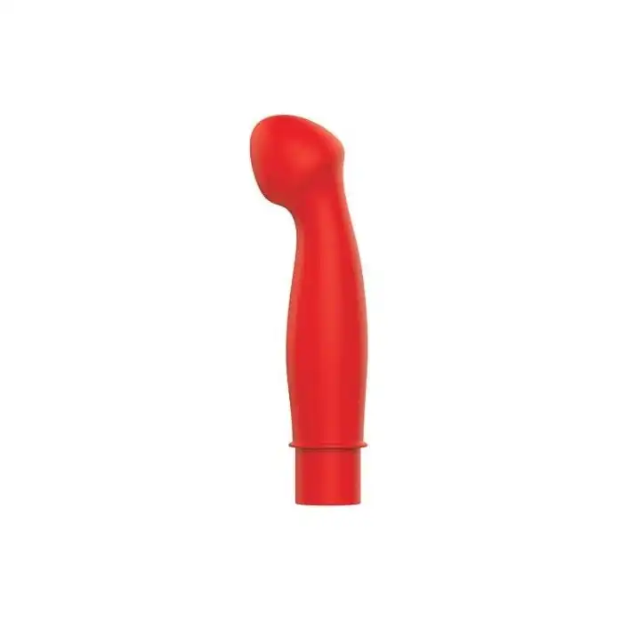 Красный вибромассажер с изогнутой круглой головкой - 11,5 см - SWEET TOYS