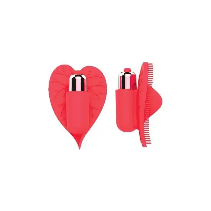 Красный клиторальный стимулятор в виде листочка с шипиками - 8 см - SWEET TOYS