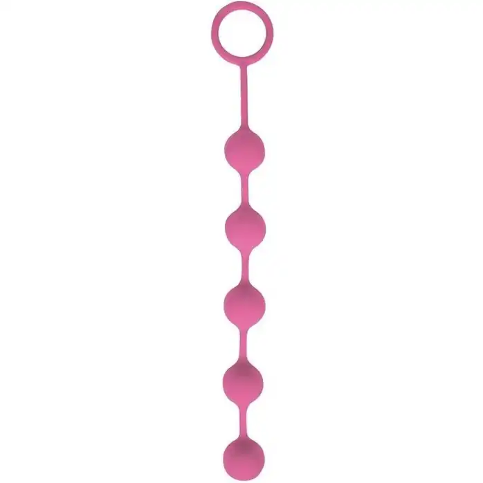 Розовая анальная цепочка с металлическими шариками - 25 см - SWEET TOYS
