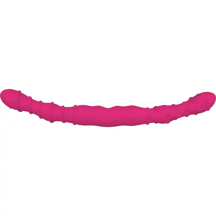 Розовый двусторонний фаллоимитатор SILICONE DOUBLE DONG - 33,5 см - Solid Love. Фотография 2.