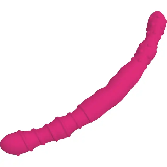 Розовый двусторонний фаллоимитатор SILICONE DOUBLE DONG - 33,5 см - Solid Love