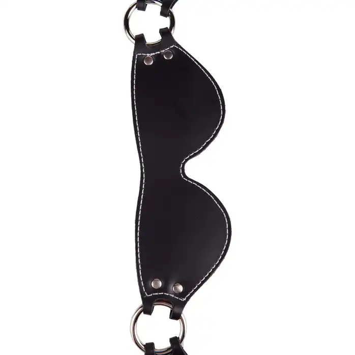 Маска из натуральной кожи с контрастной строчкой по краю - BDSM accessories. Фотография 5.