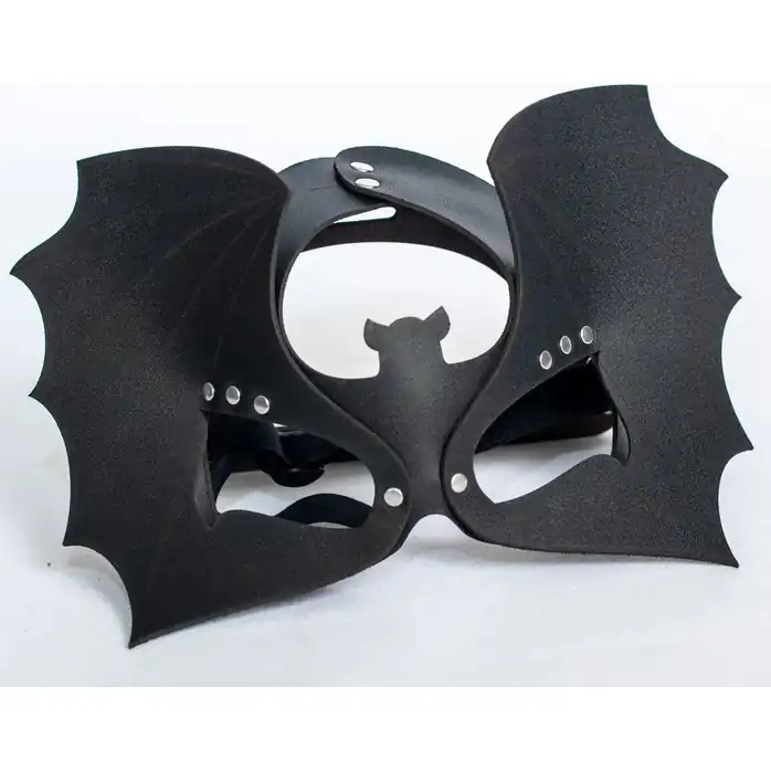 Черная кожаная маска на глаза Летучая мышь - BDSM accessories