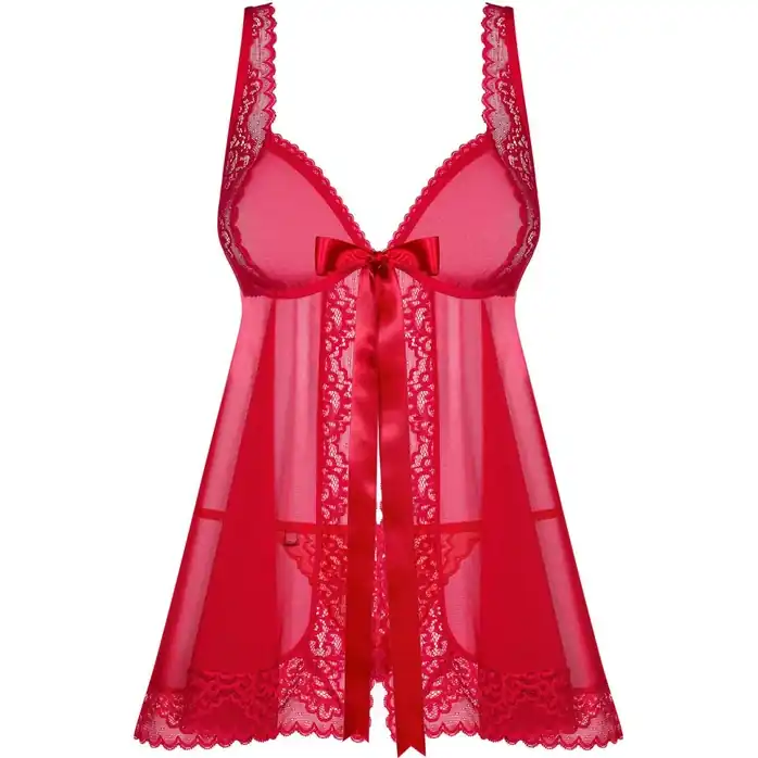 Кружевная коротенькая сорочка Rougebelle с открытым животиком - Sexy. Фотография 2.