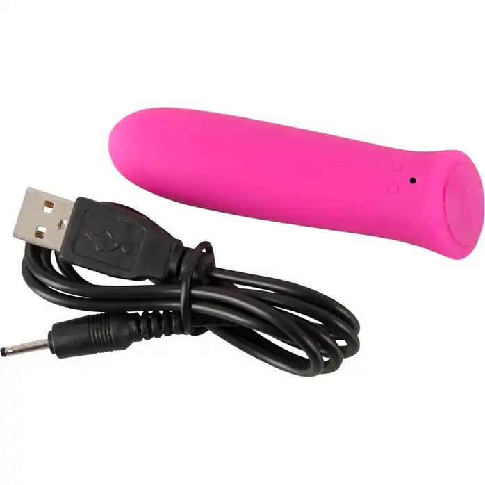 Розовый мини-вибромассажер Rechargeable Power - 8,5 см - Sweet Smile. Фотография 4.