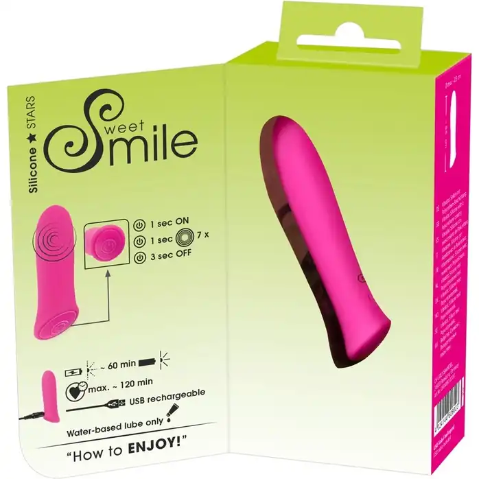 Розовый мини-вибромассажер Rechargeable Power - 8,5 см - Sweet Smile. Фотография 7.