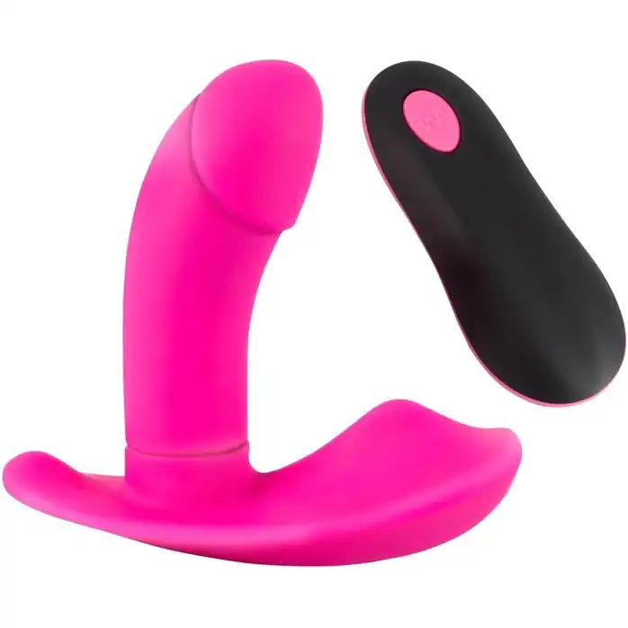 Розовый вибромассажер RC Panty Vibrator со стимулятором клитора - Smile