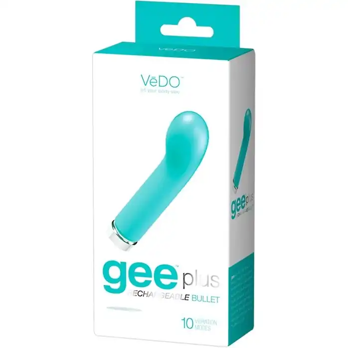 Бирюзовый мини-вибромассажер VeDO Gee Plus - 12 см. Фотография 2.