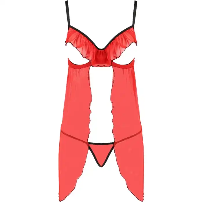 Пикантная полупрозрачная сорочка Cherry с открытым лифом. Фотография 3.