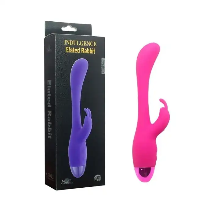 Розовый вибратор INDULGENCE Elated Rabbit - 23 см. Фотография 3.