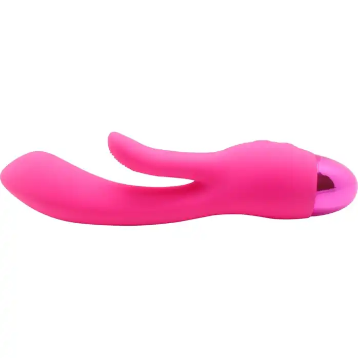 Розовый вибратор INDULGENCE Rechargeable Frolic Bunny - 18,7 см. Фотография 3.