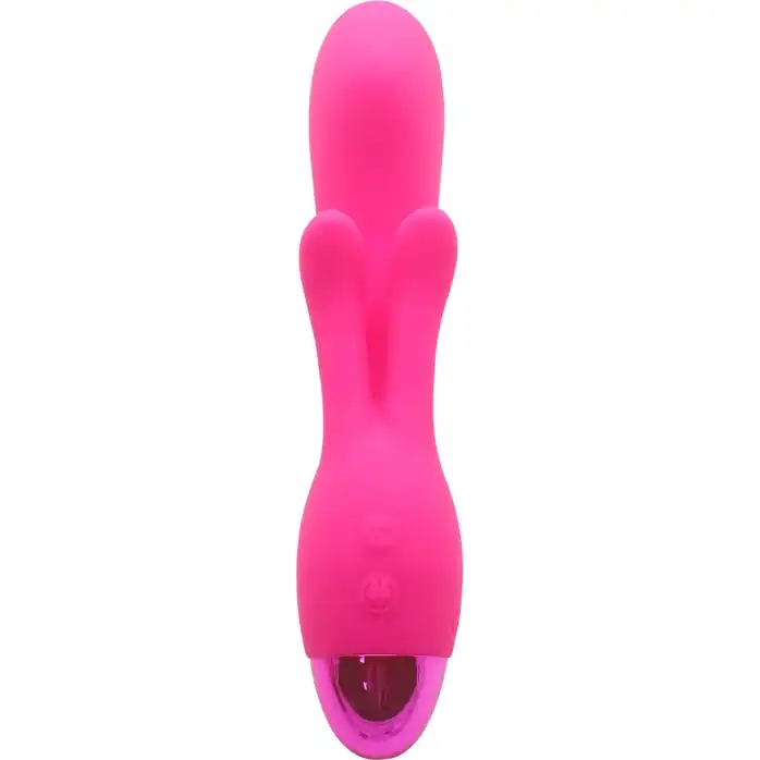 Розовый вибратор INDULGENCE Rechargeable Frolic Bunny - 18,7 см