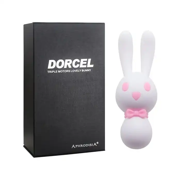 Белый вибростимулятор-зайчик Dorcel - 16 см. Фотография 3.