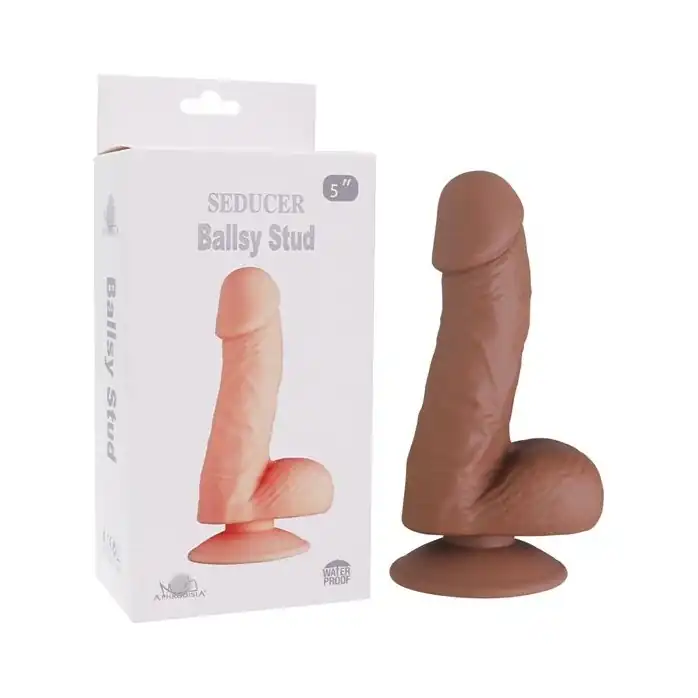 Коричневый фаллоимитатор SEDUCER Ballsy Stud - 16,5 см. Фотография 3.