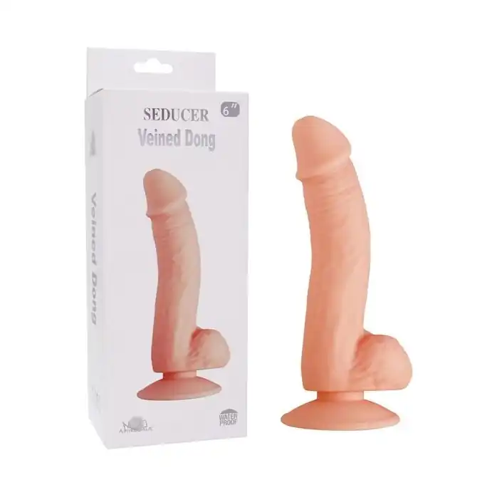 Телесный фаллоимитатор SEDUCER Veined Dong - 19 см. Фотография 3.